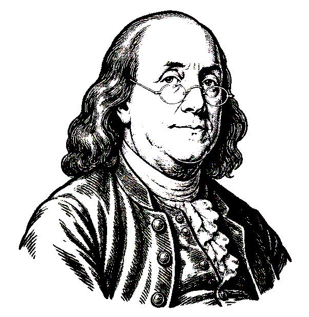 Illustrated bust of Benjamin Franklin