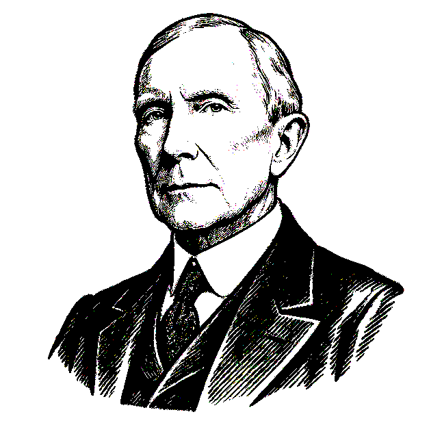 Illustrated bust of John D. Rockefeller