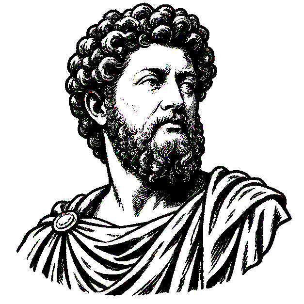 Illustrated bust of Marcus Aurelius