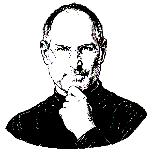 Illustrated bust of Steve Jobs